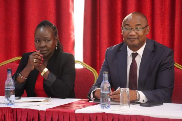 Dr. Esther Muoria Principal Secretary State Department for TVET and Dr. Joseph Kanyi Director linkages State Department for TVET